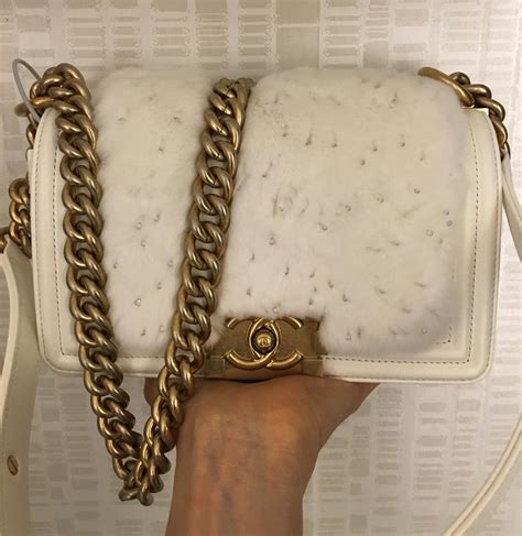 chanel boy bag white and gold|pre owned chanel boy bag.